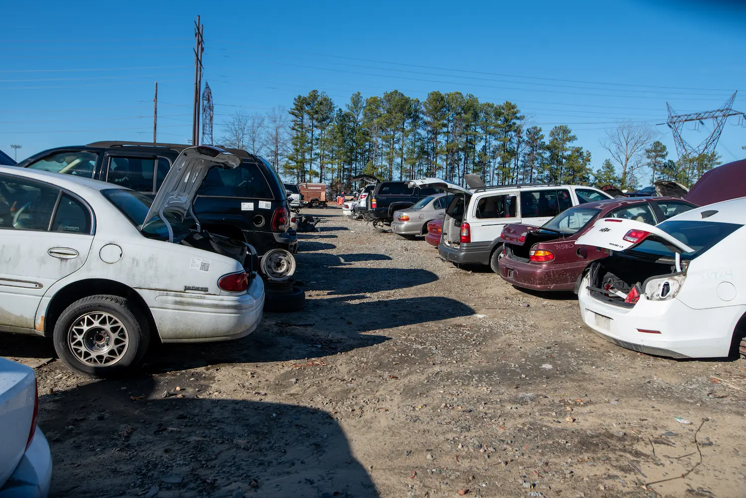Rows of junked cars